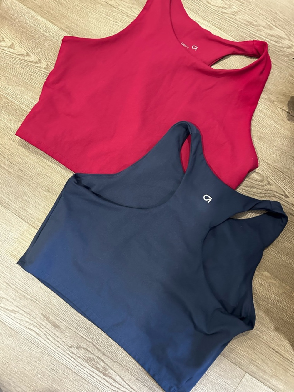 GAP Red and Navy Ribbed Racerback Crop Tops